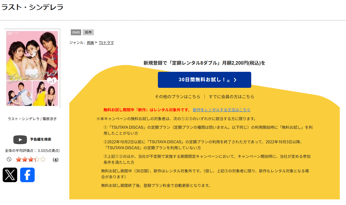 TSUTAYA DISCASのラスト・シンデレラ