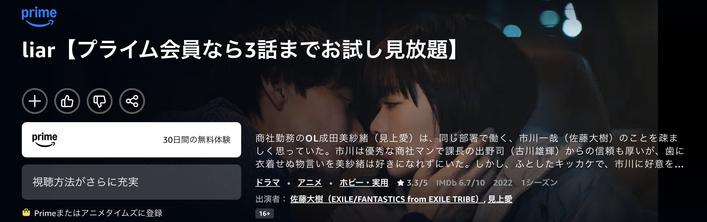 Amazonプライムのliar（ライアー）配信画像