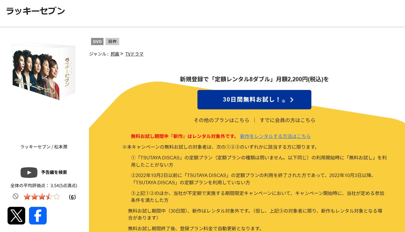 TSUTAYA DISCASのラッキーセブン