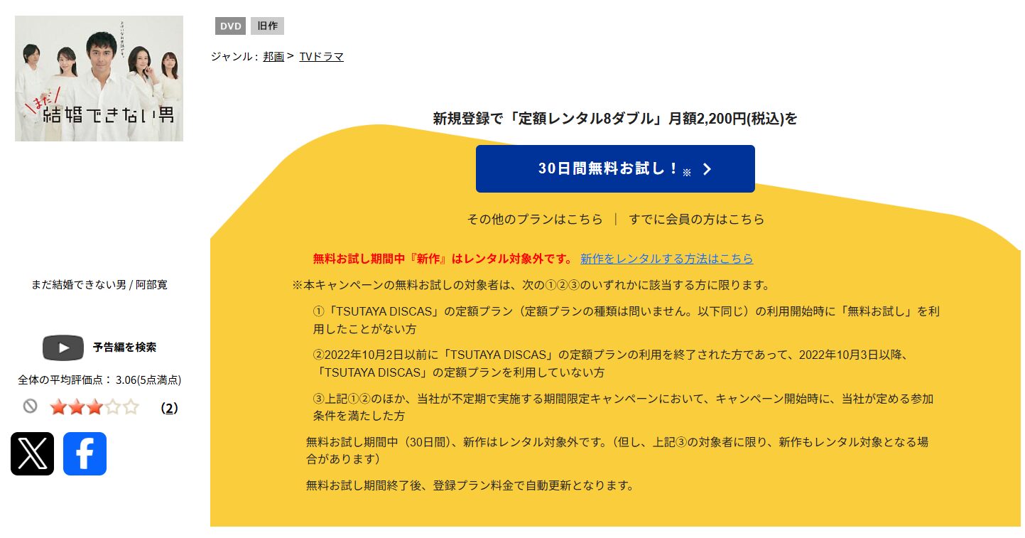 TSUTAYA DISCASのまだ結婚できない男