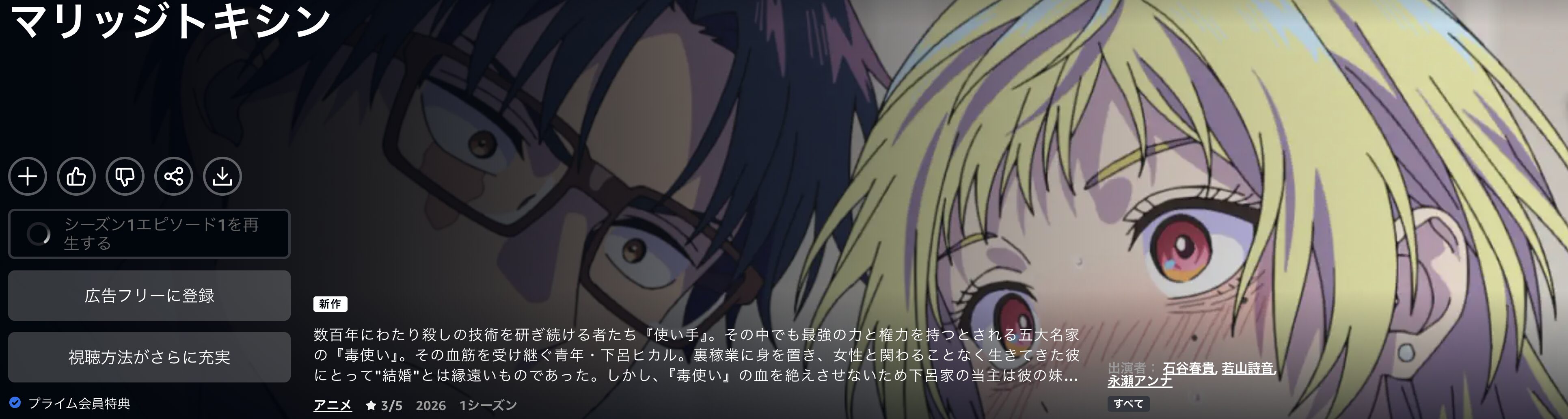 Amazonプライムのマリッジトキシン配信画像