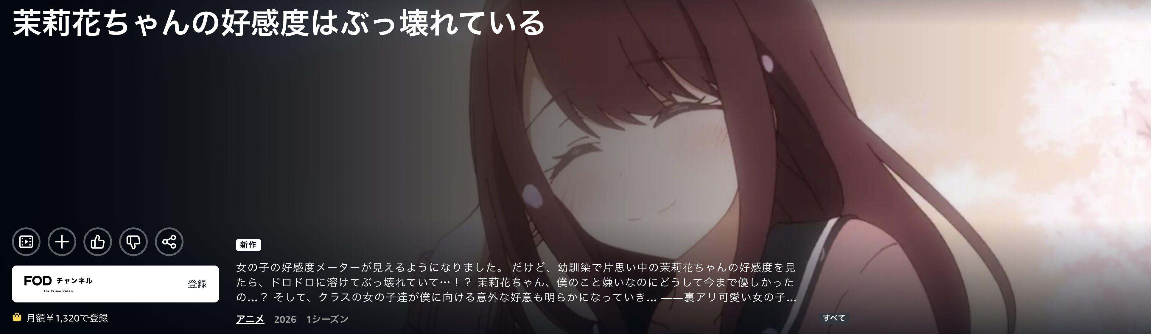 Amazonプライムの茉莉花ちゃんの好感度はぶっ壊れている配信画像
