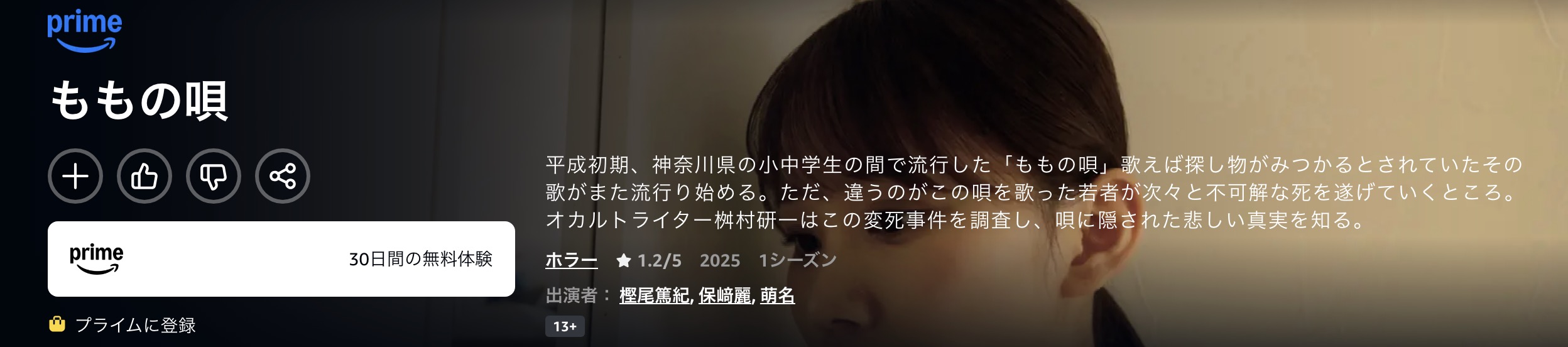 Amazonプライムのももの唄配信画像