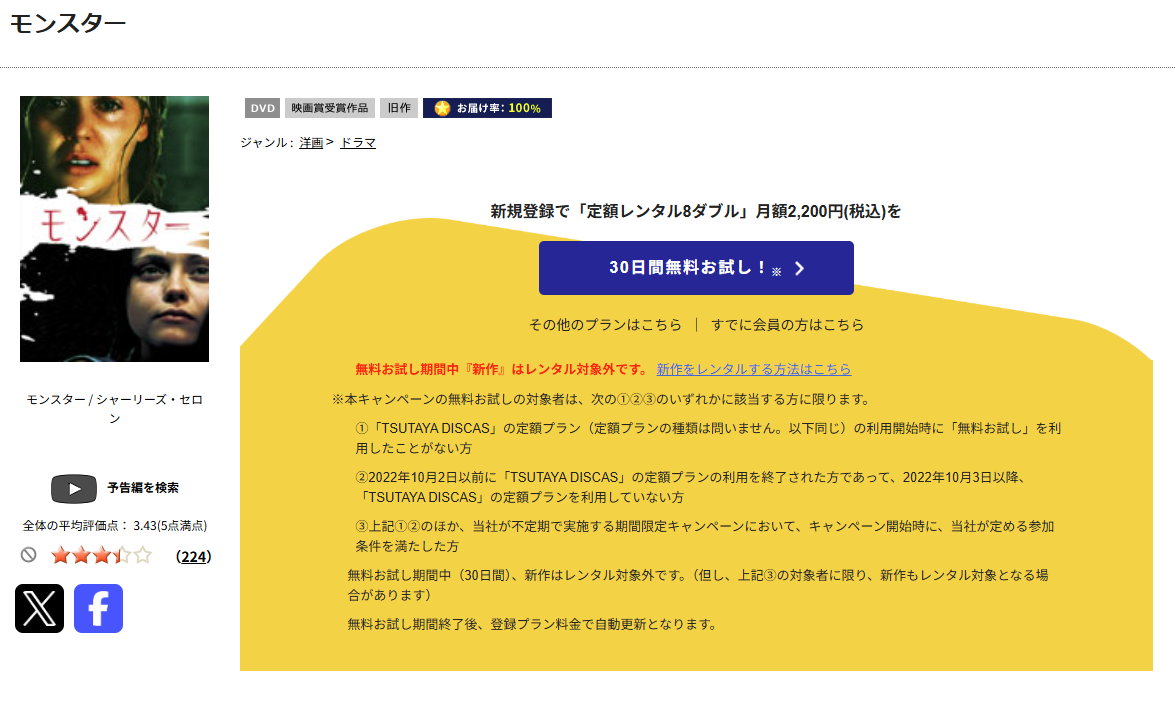 TSUTAYA DISCASのモンスター