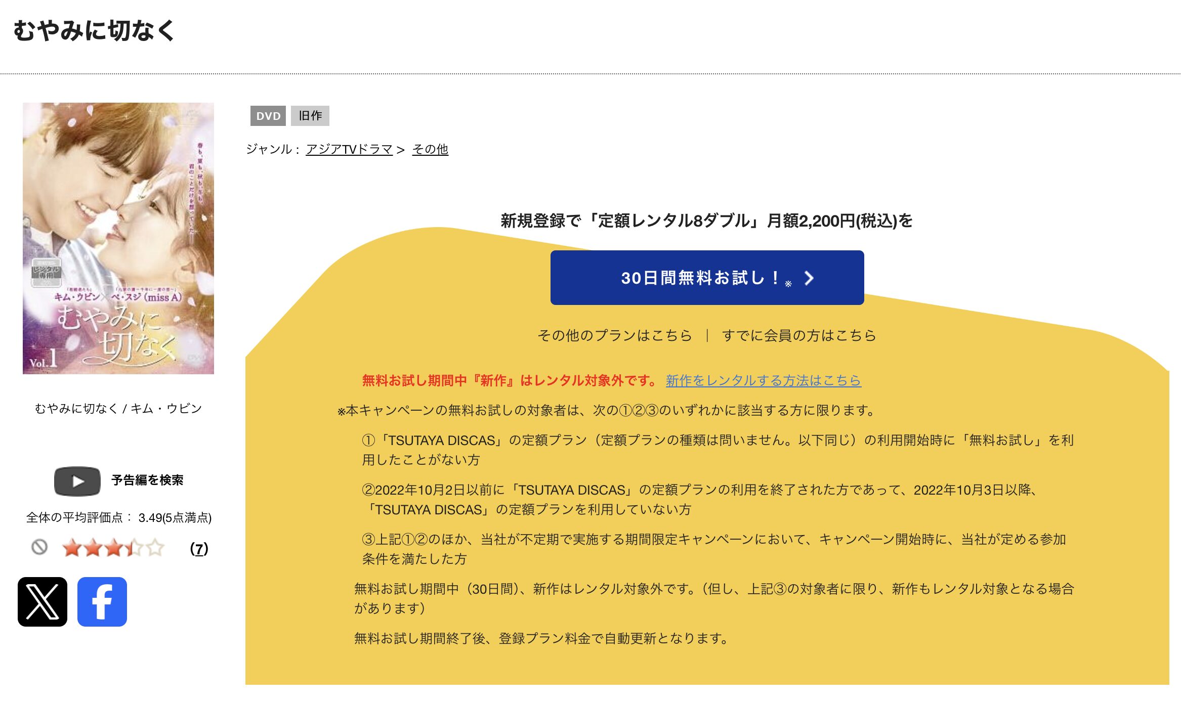 TSUTAYA DISCASのむやみに切なく
