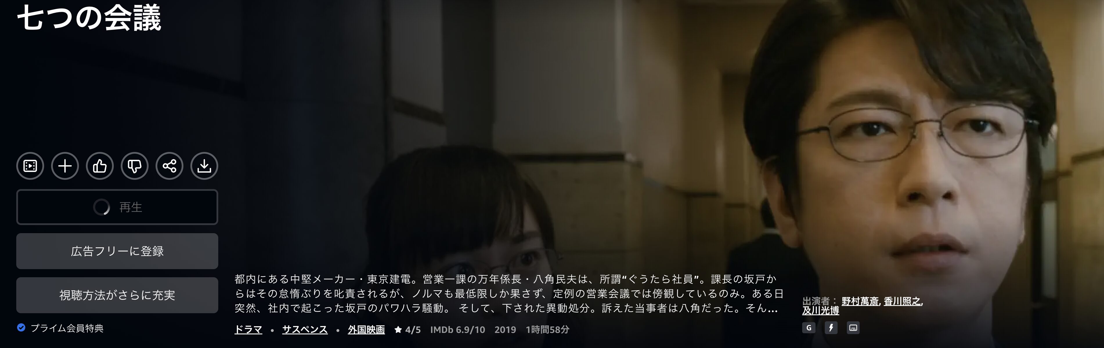 Amazonプライムの七つの会議配信画像