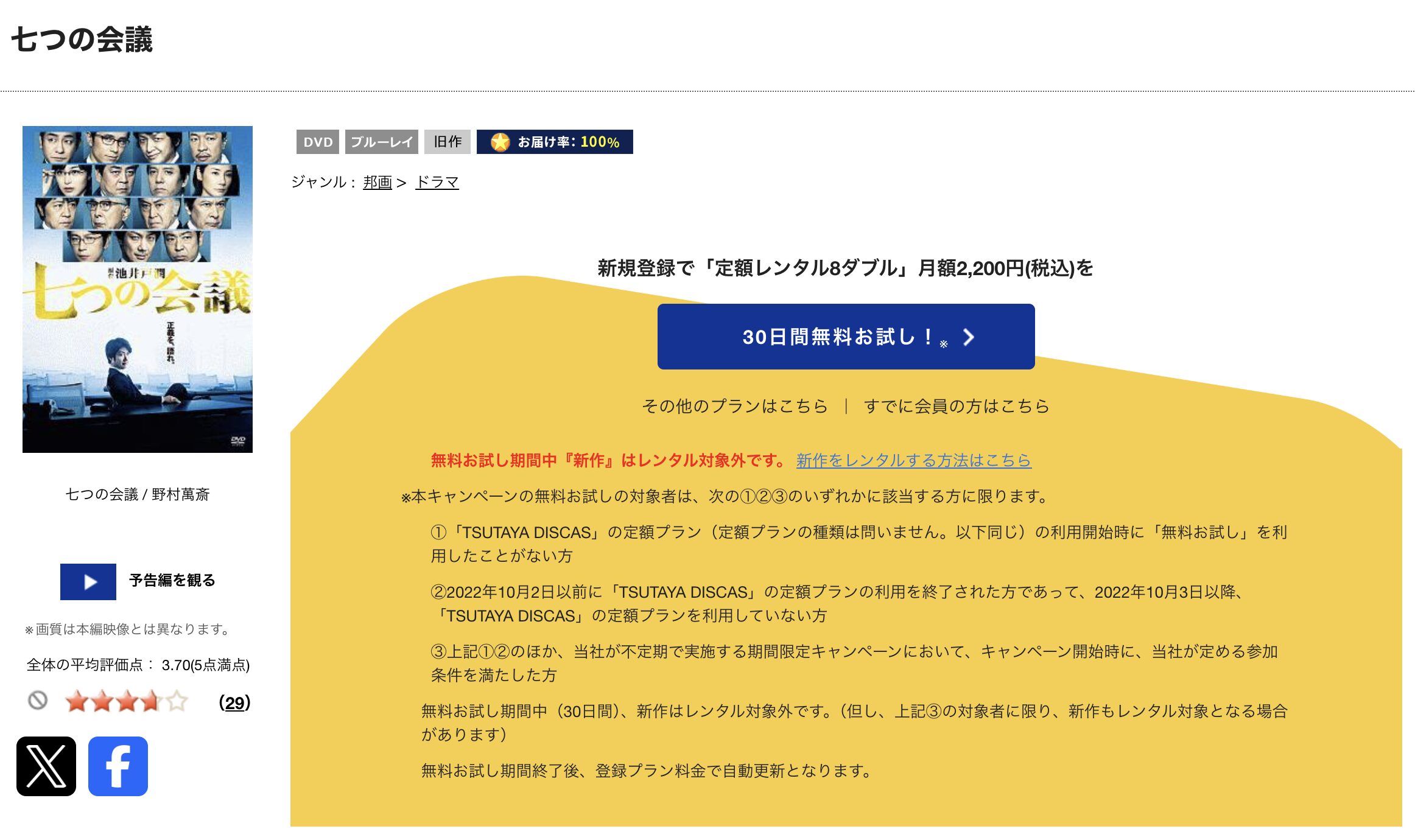 TSUTAYA DISCASの七つの会議