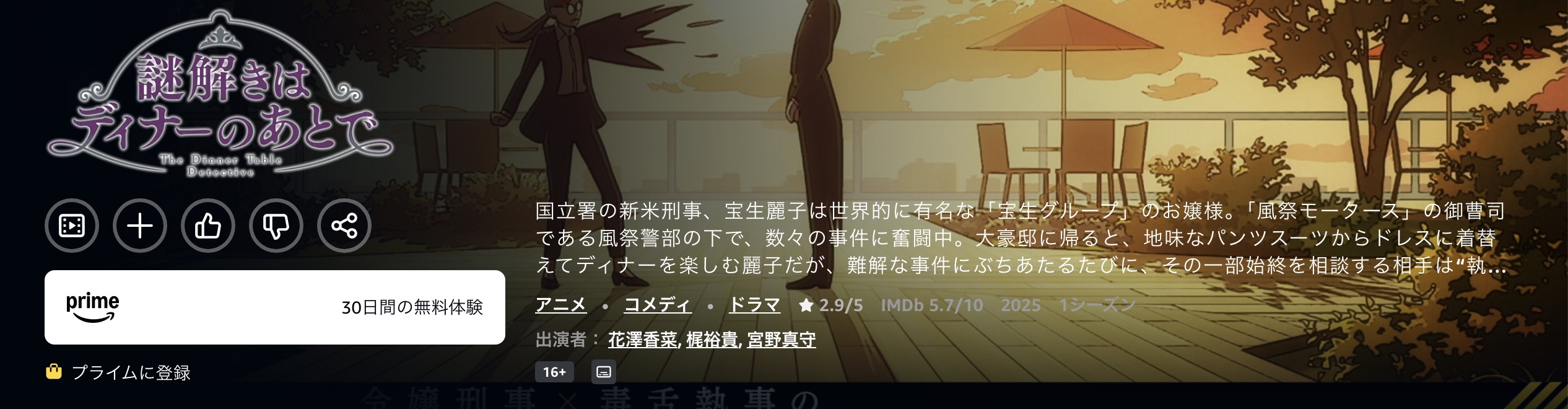 Amazonプライムの謎解きはディナーのあとで配信画像