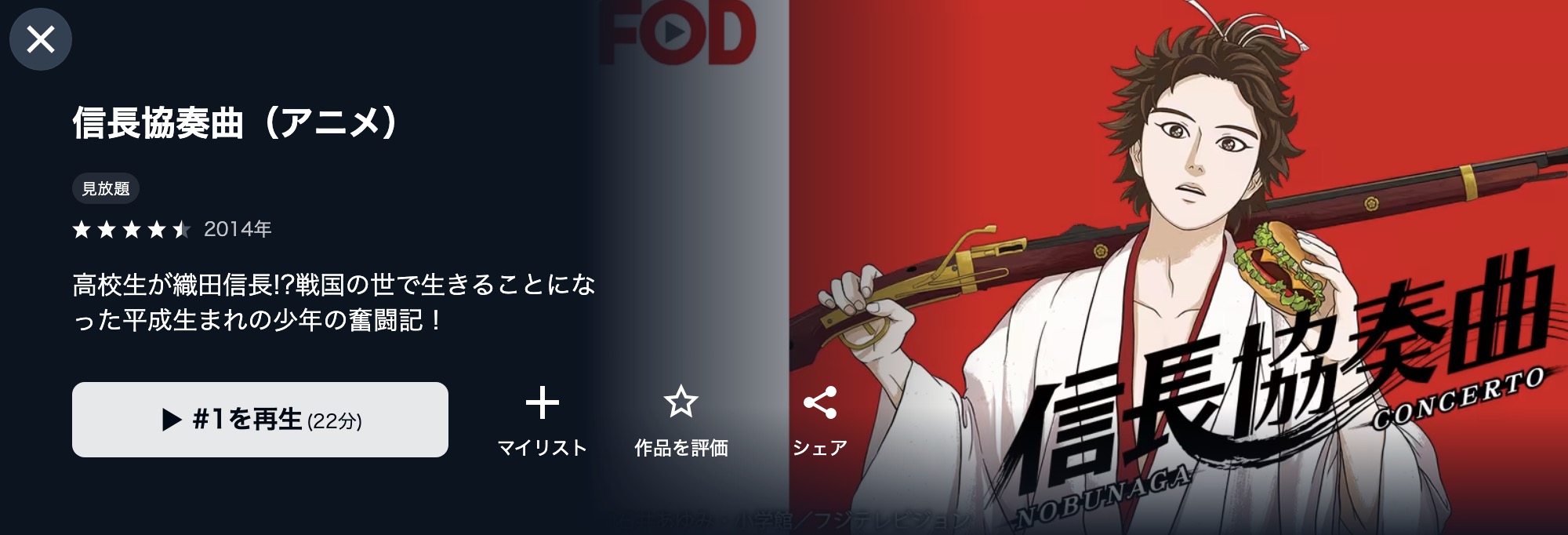 U-NEXTの信長協奏曲配信画像