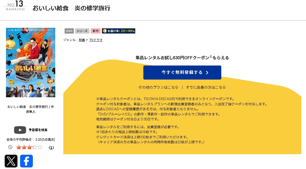 TSUTAYA DISCASのおいしい給食 炎の修学旅行