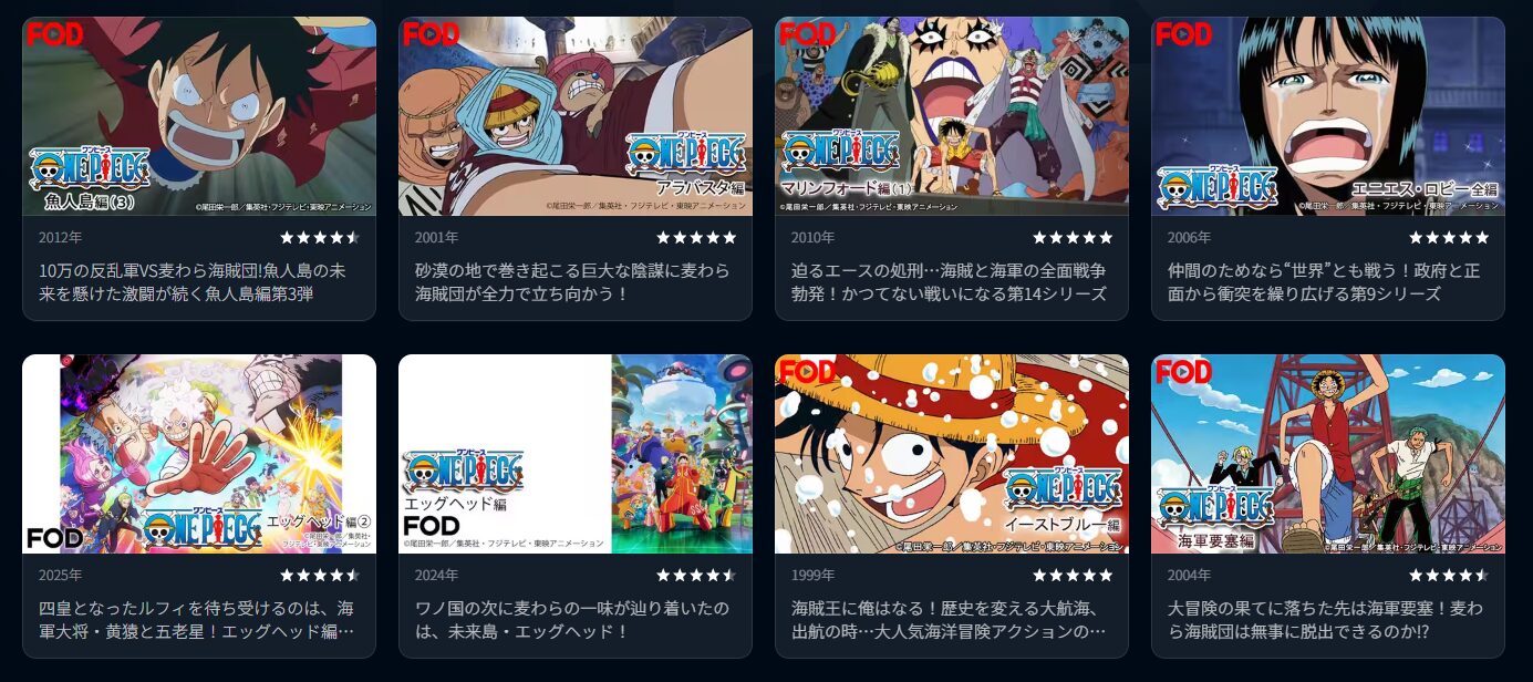 U-NEXTのワンピース配信画像
