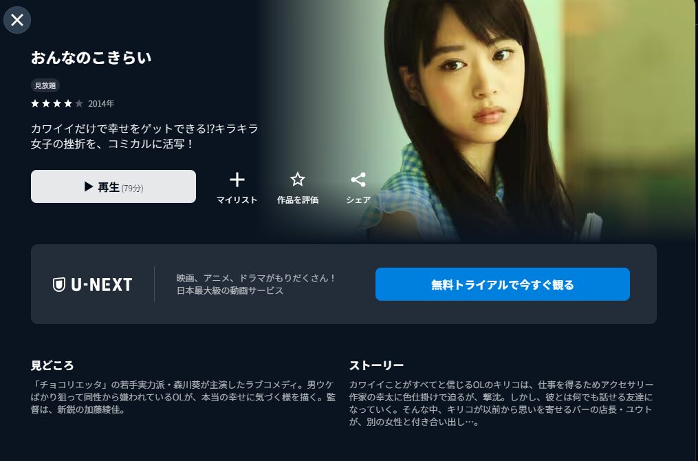 U-NEXTのおんなのこきらい配信画像