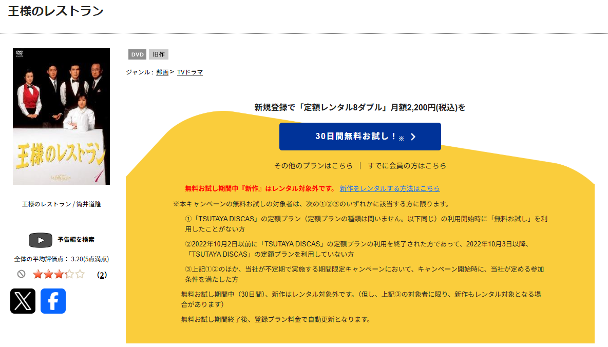 TSUTAYA DISCASの王様のレストラン