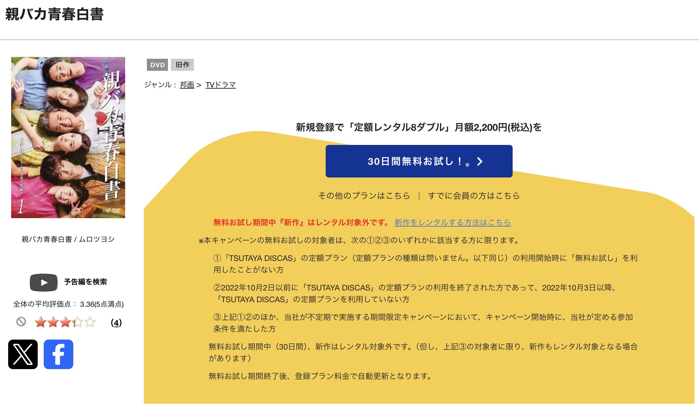 TSUTAYA DISCASの親バカ青春白書