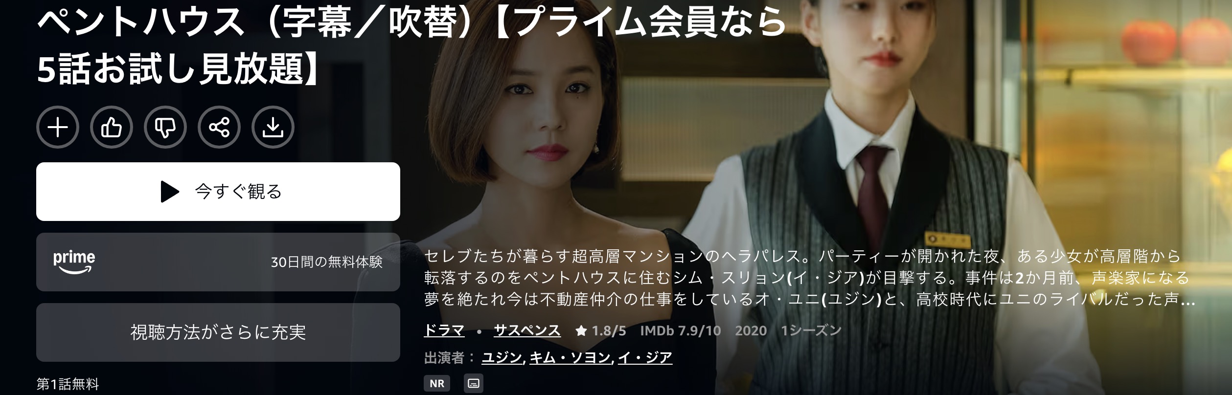 Amazonプライムのペントハウス配信画像
