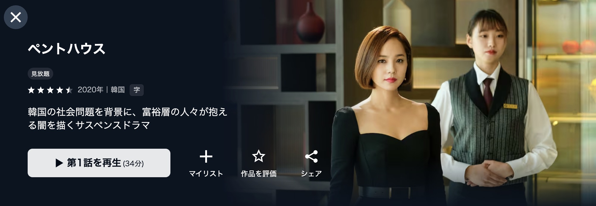 U-NEXTのペントハウス配信画像