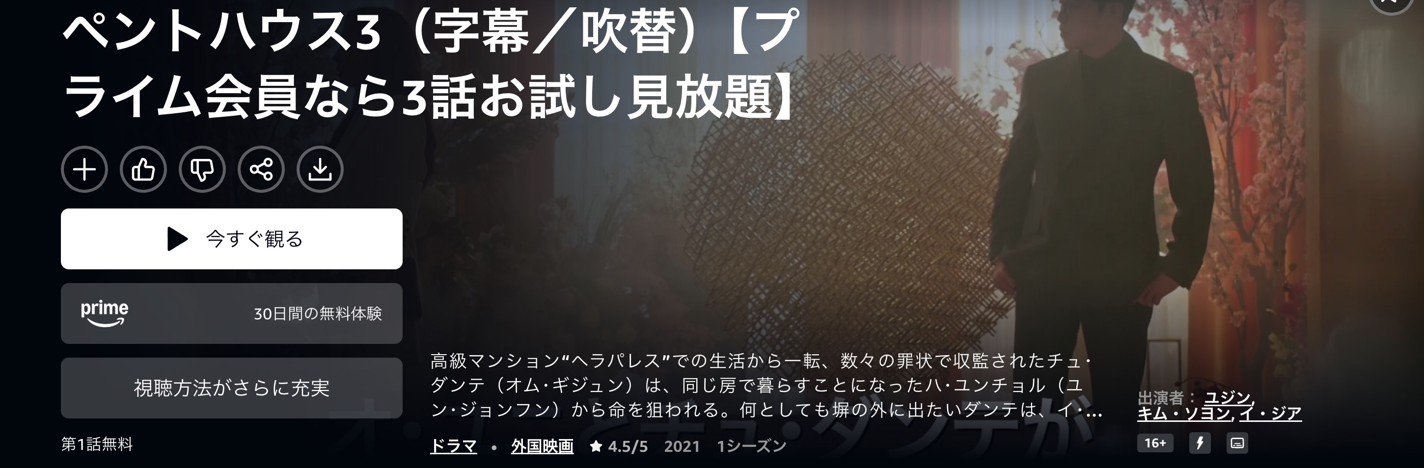 Amazonプライムのペントハウス3配信画像