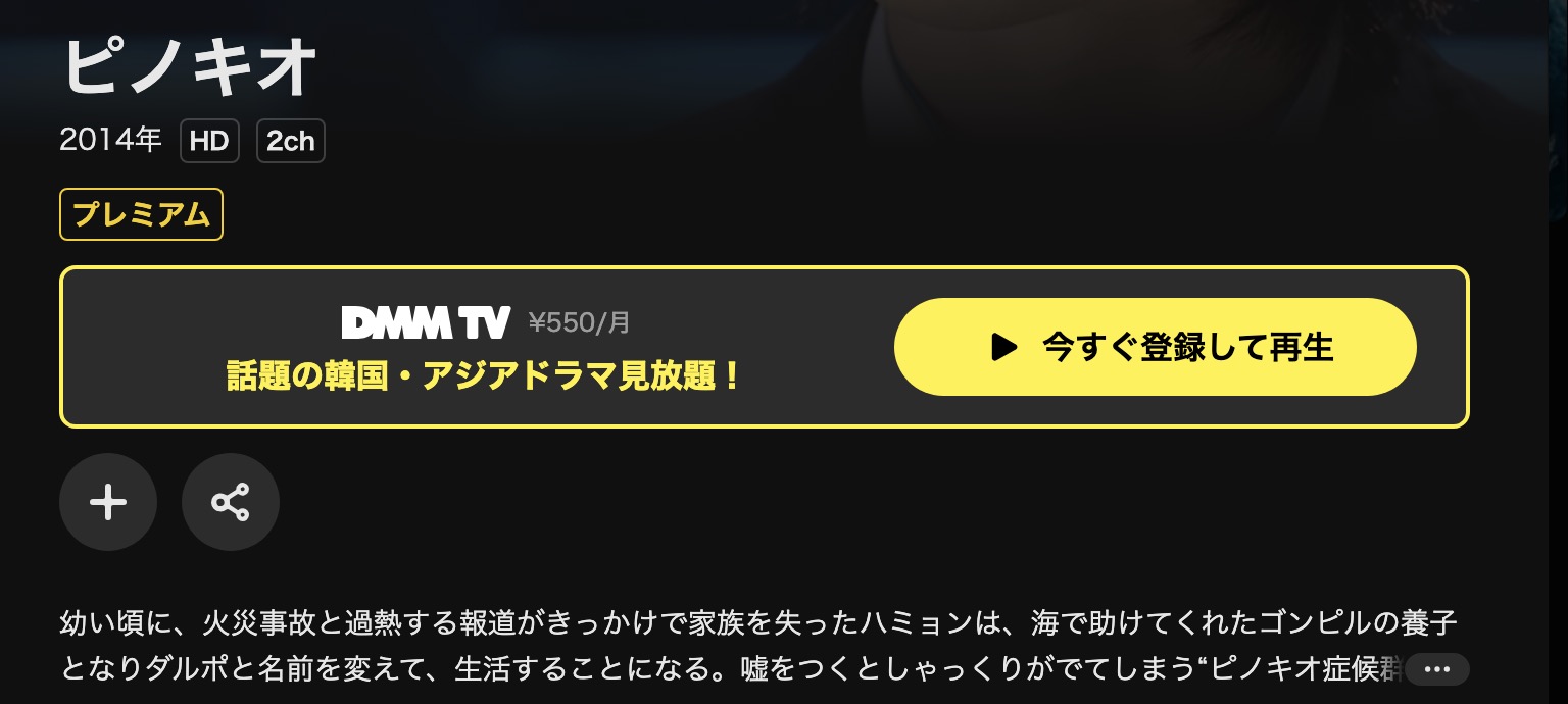 DMM TVのピノキオ配信画像