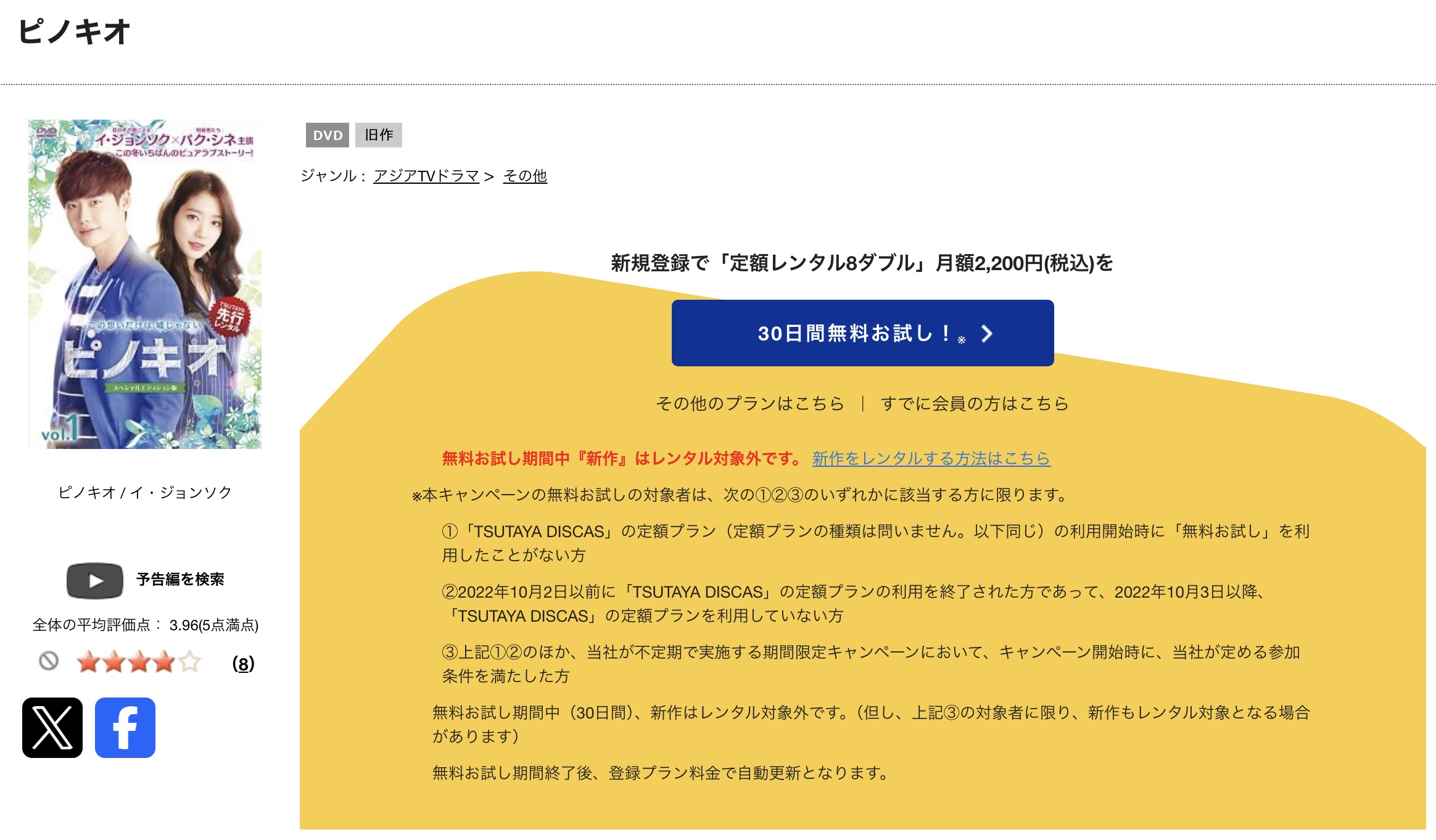 TSUTAYA DISCASのピノキオ