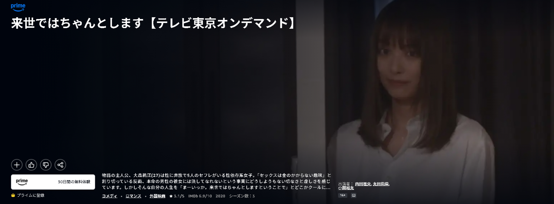 Amazonプライムの来世ではちゃんとします配信画像