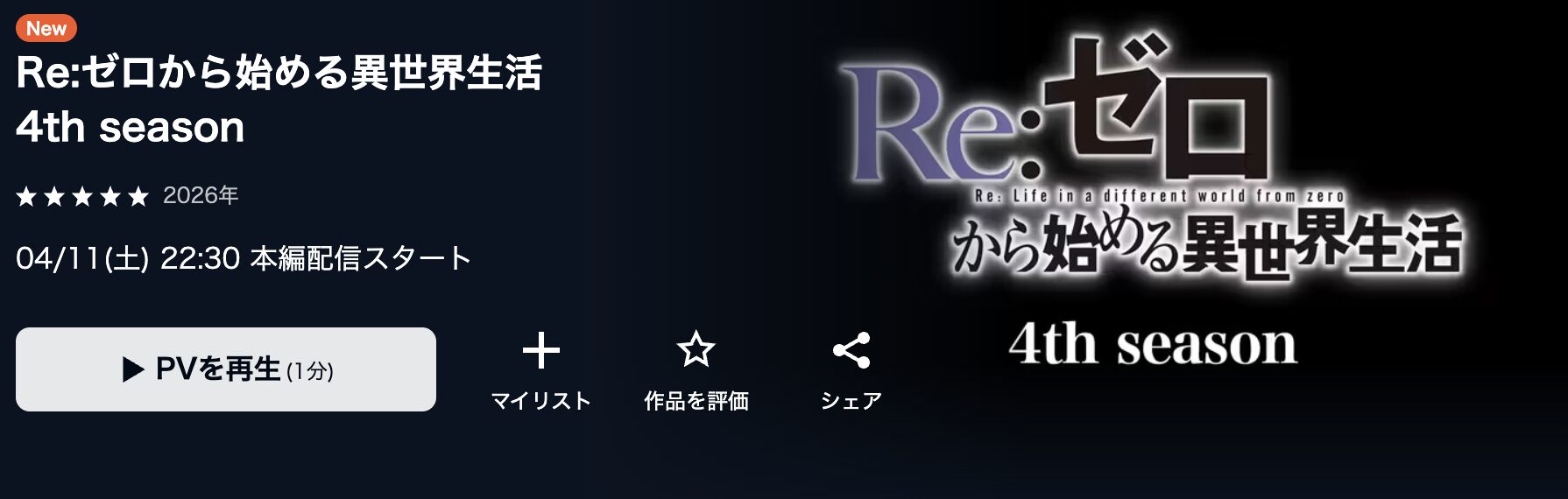 U-NEXTのリゼロ 4期配信画像