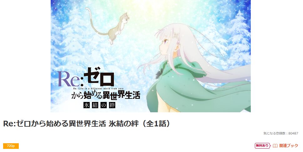 dアニメストアのリゼロ 氷結の絆配信画像