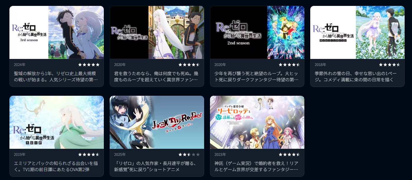 U-NEXTのリゼロ配信画像