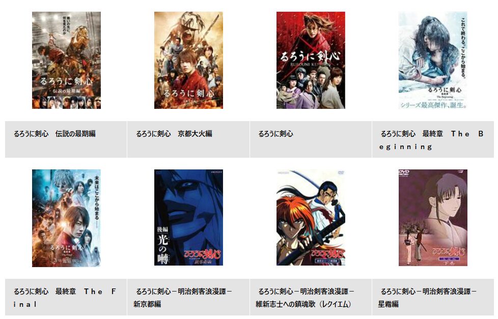 TSUTAYA DISCASのるろうに剣心（実写）