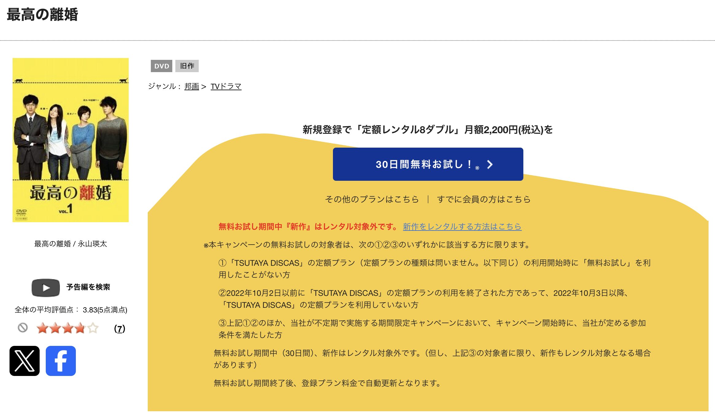 TSUTAYA DISCASの最高の離婚