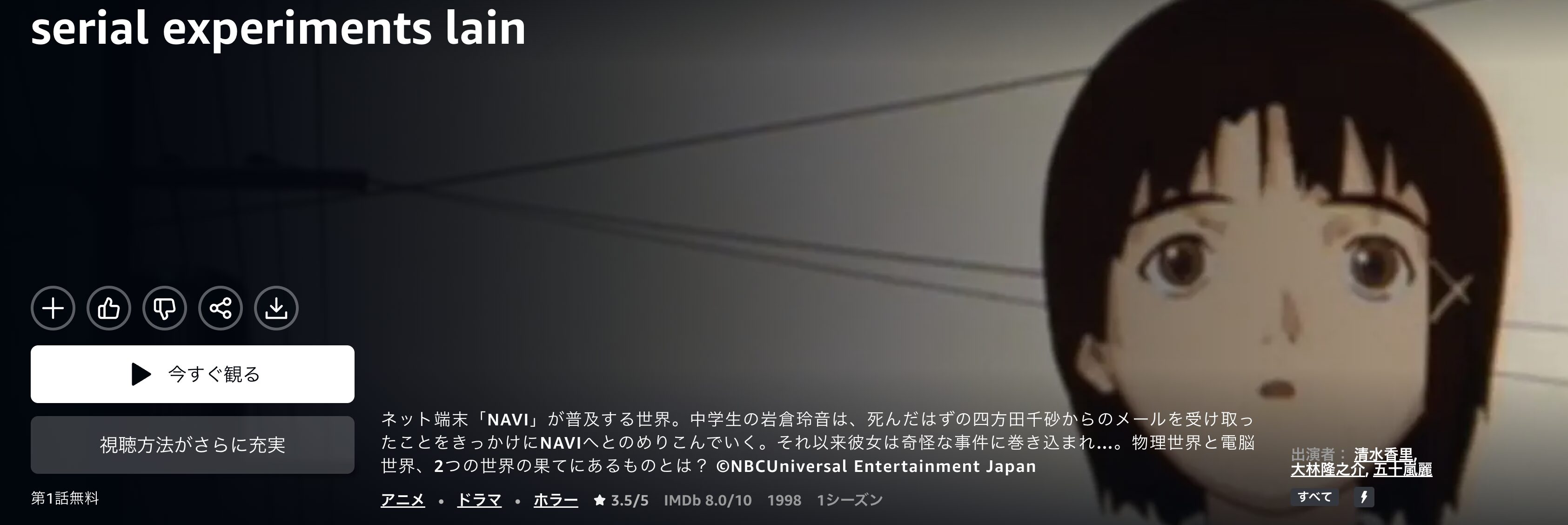 serial experiments lain DVD 2 3 4 5 岩倉玲音 25周年を迎える「lain」の岩倉玲音がAIキャラに--対話型AIサービス