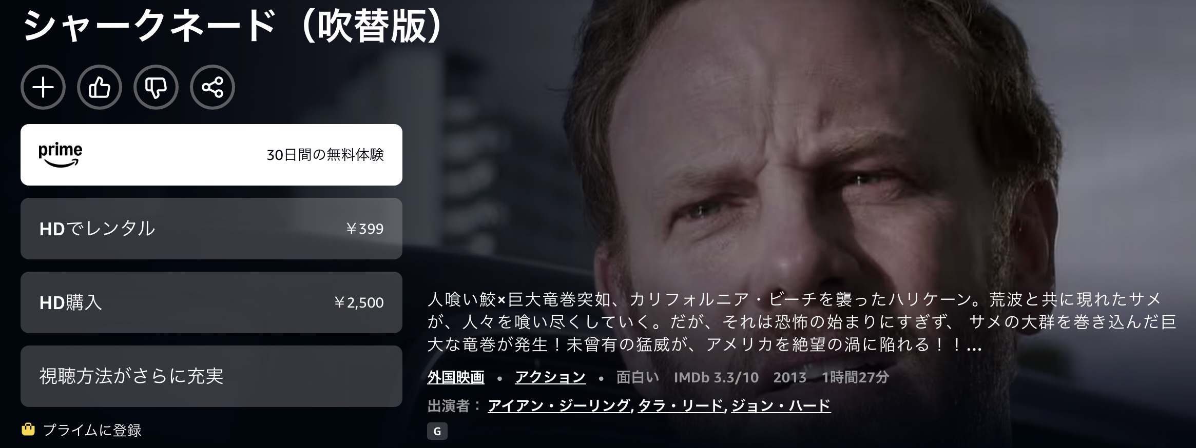 Amazonプライムのシャークネード配信画像