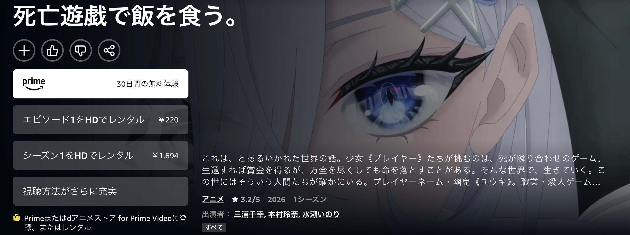 Amazonプライムの死亡遊戯で飯を食う。配信画像