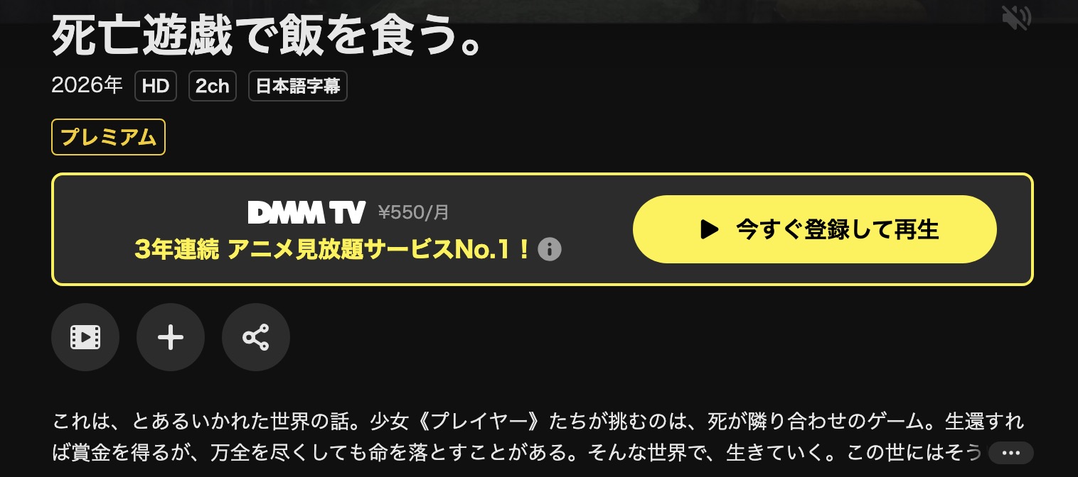 DMM TVの死亡遊戯で飯を食う。配信画像