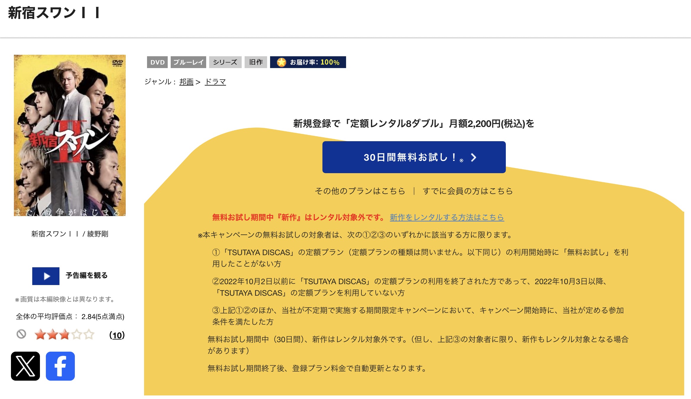 TSUTAYA DISCASの新宿スワンII