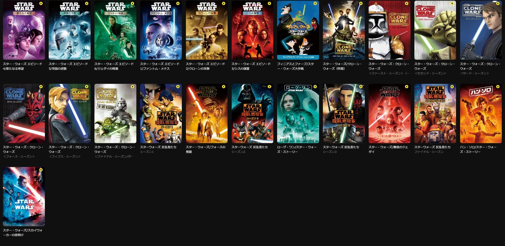DMM TVのスターウォーズシリーズ配信画像
