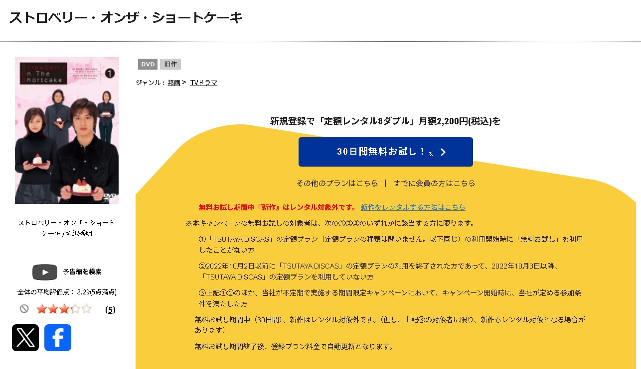TSUTAYA DISCASのストロベリーオンザショートケーキ