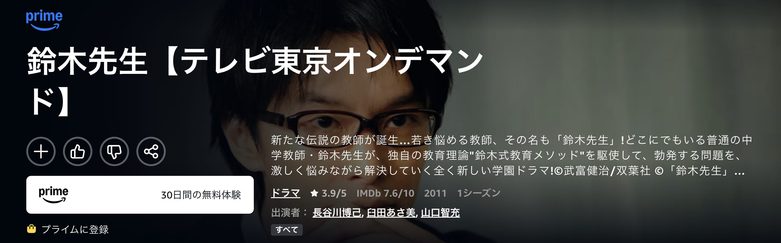 Amazonプライムの鈴木先生配信画像