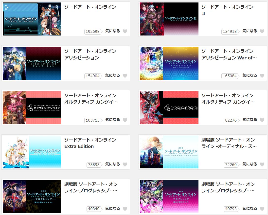 dアニメストアのソードアート・オンライン（SAO）配信画像