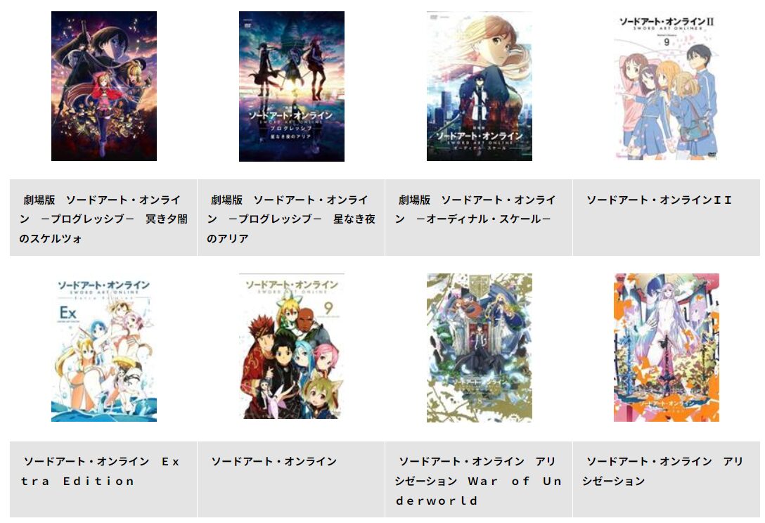 TSUTAYA DISCASのソードアート・オンライン（SAO）