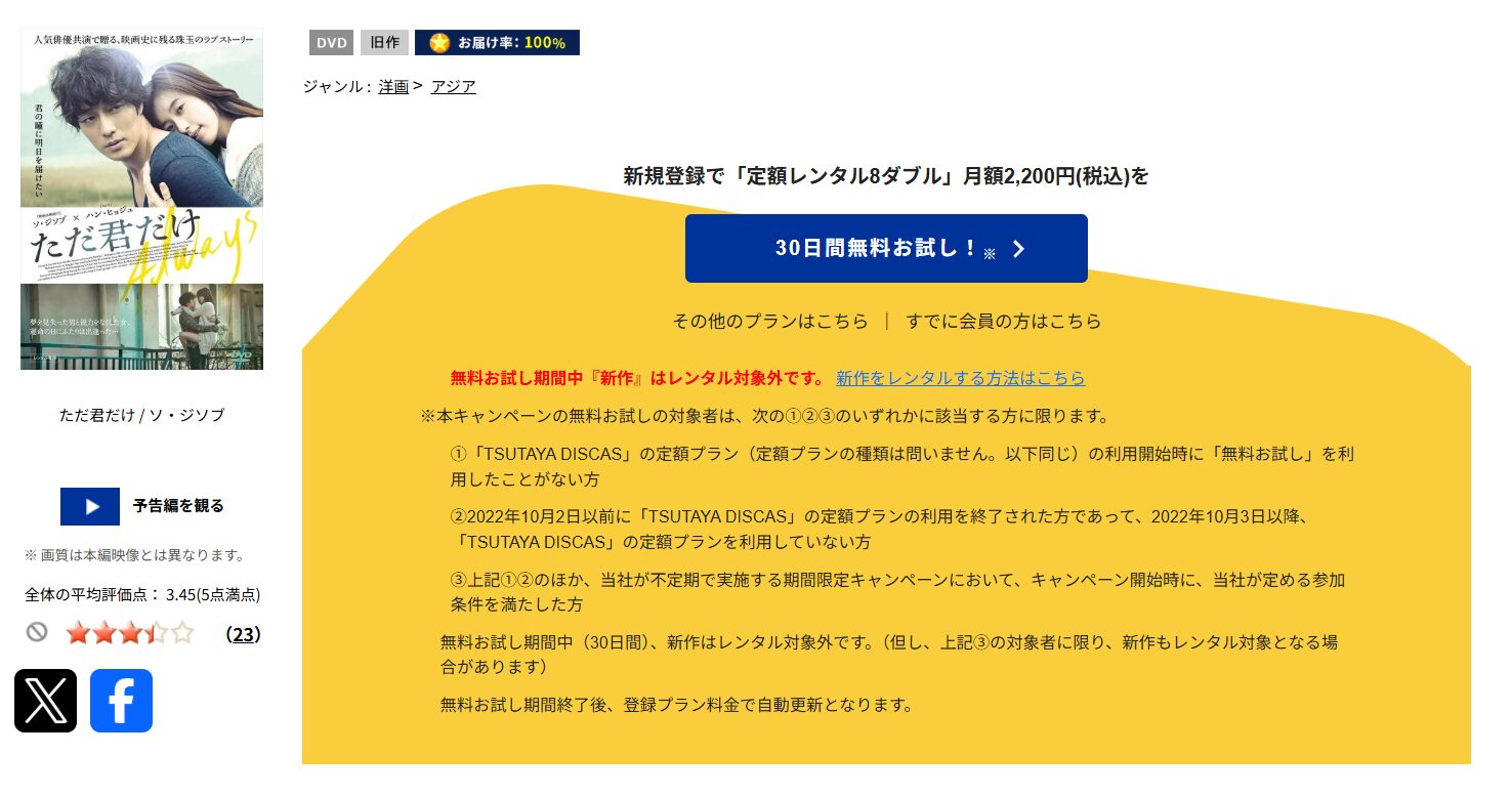 TSUTAYA DISCASのただ君だけ