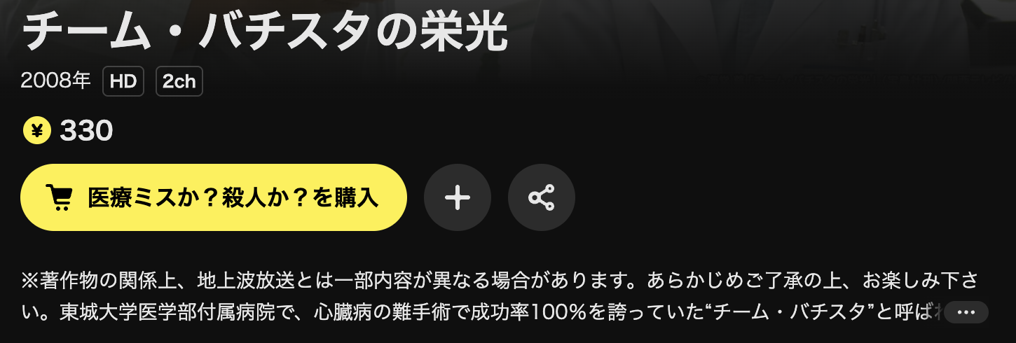 DMM TVのチームバチスタの栄光配信画像