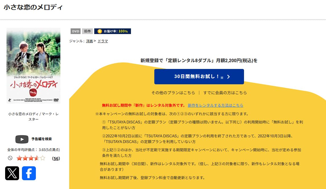 TSUTAYA DISCASの小さな恋のメロディ