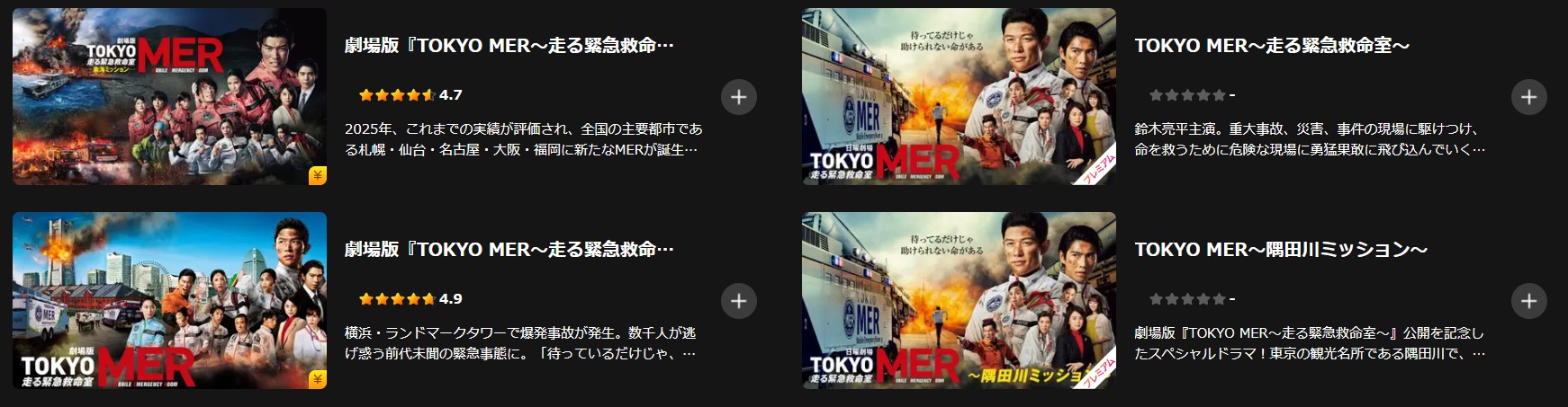 LeminoのTOKYO MER配信画像