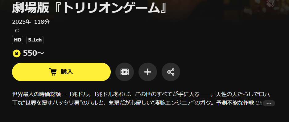 DMM TVの劇場版 トリリオンゲーム配信画像