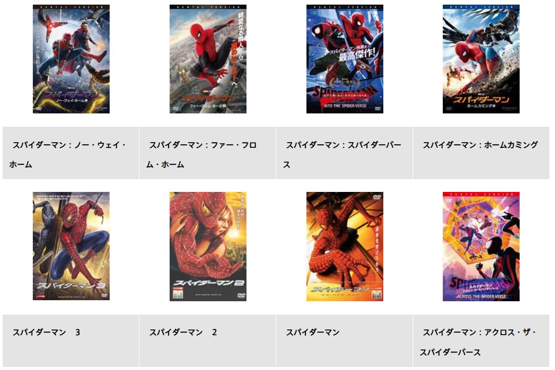 TSUTAYA DISCASのスパイダーマン