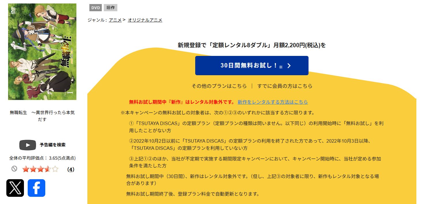 TSUTAYA DISCASの無職転生（1期）