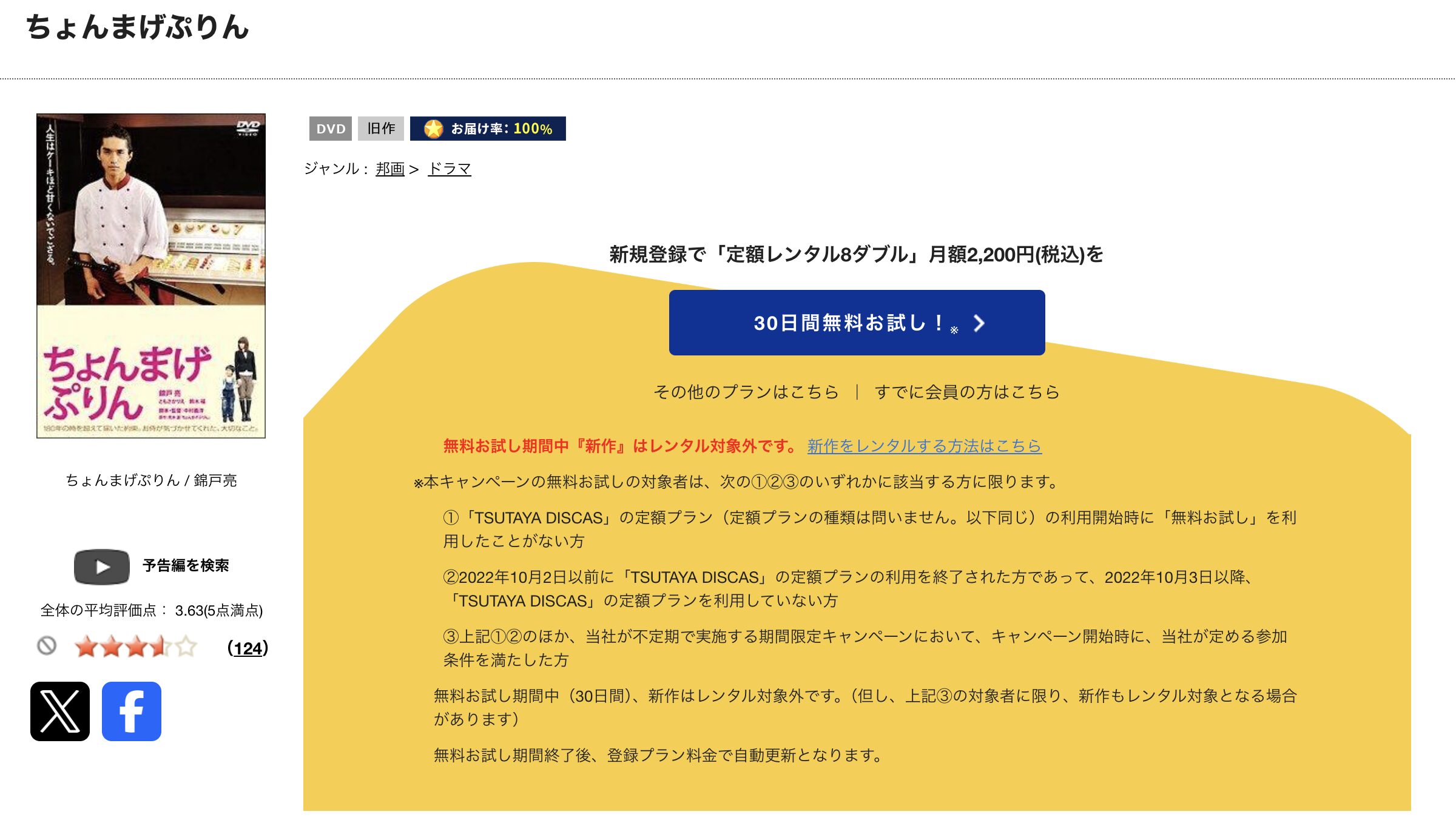 TSUTAYA DISCASのちょんまげぷりん