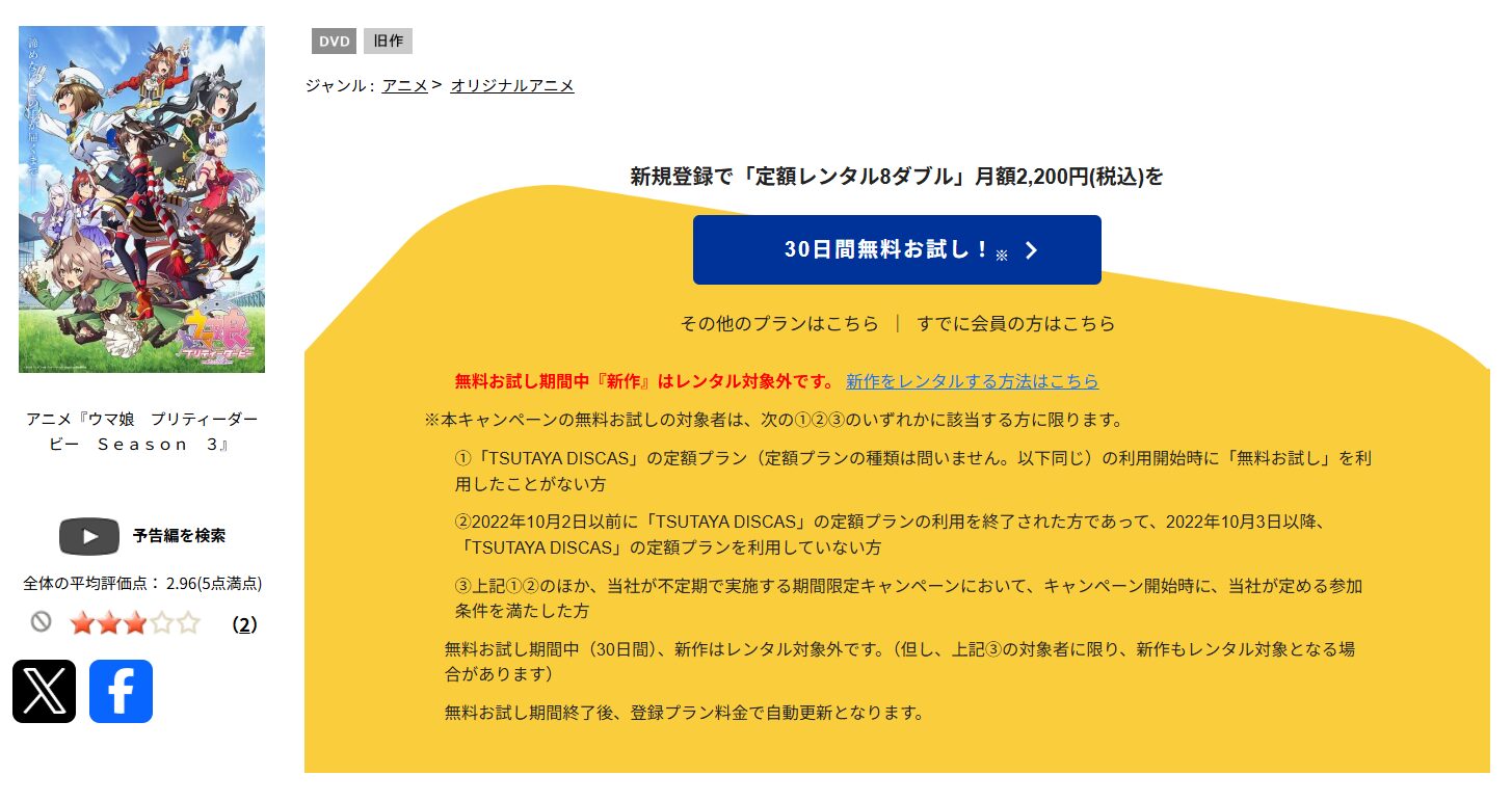 TSUTAYA DISCASのウマ娘 3期