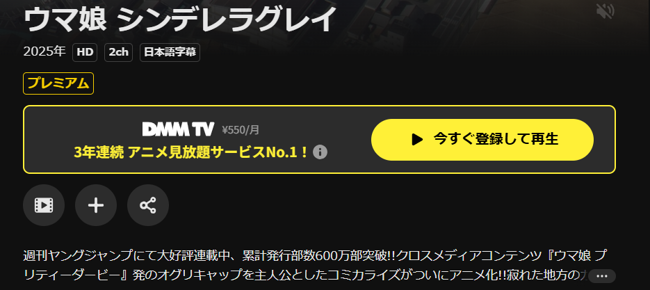 DMM TVのウマ娘 シンデレラグレイ配信画像