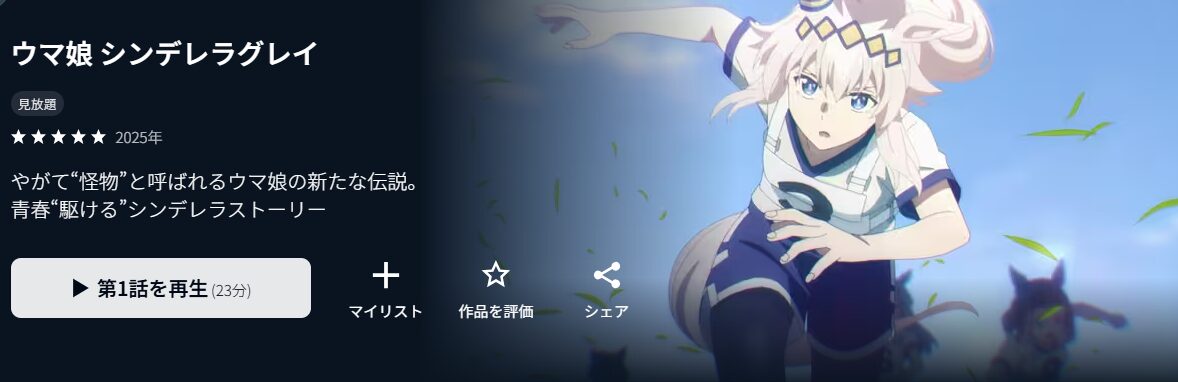 U-NEXTのウマ娘 シンデレラグレイ配信画像